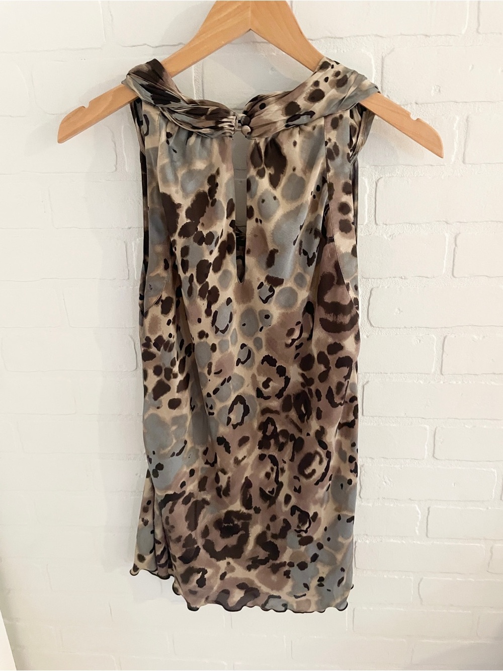 Y2K Mob Wife Animal Print Satin Longline Blouse/micro dress Lettuce Hem Sz XL - Picture 11 of 15
